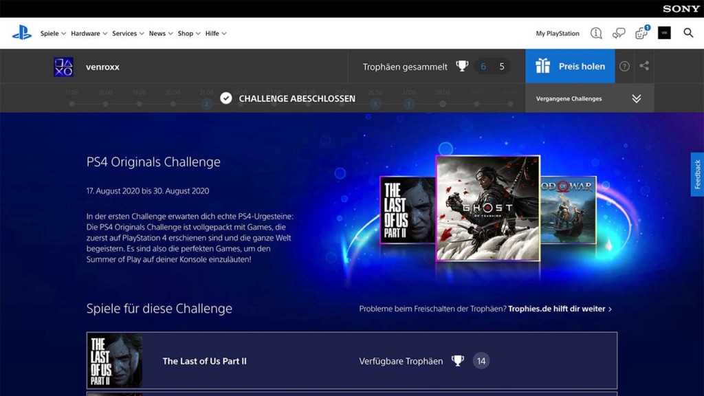 PS4 Originals Challenge abgeschlossen 01