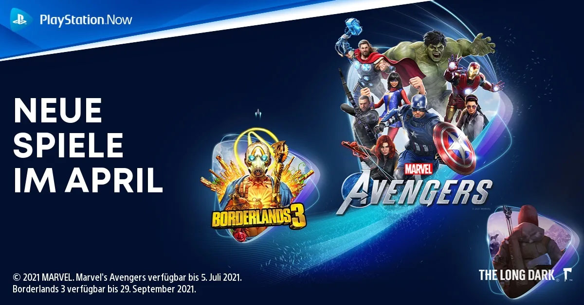 PlayStation Now April 2021 Marvel's Avengers Borderlands 3